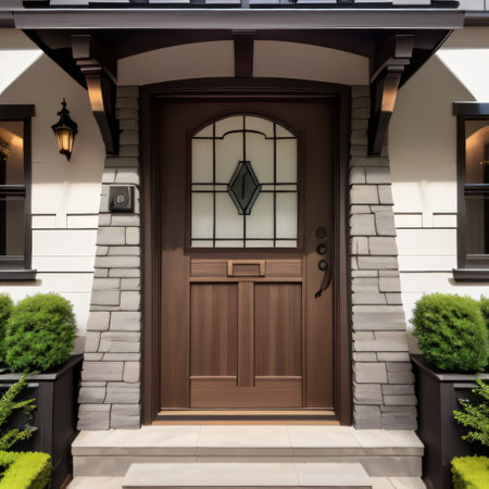 Modern entrance door with a very nice design and wall The jewel of theの素材