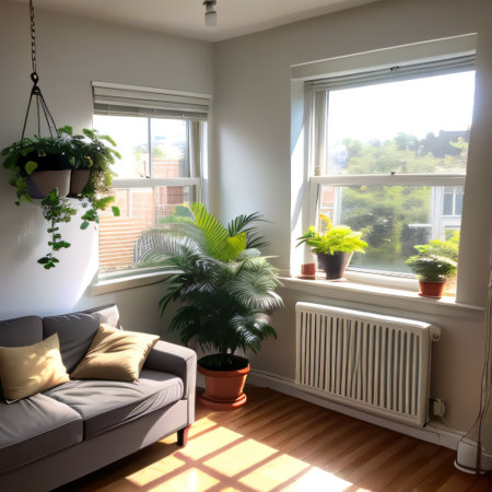 a bedroom with a window seat and a bed with a stuffedon it and a pottedの素材