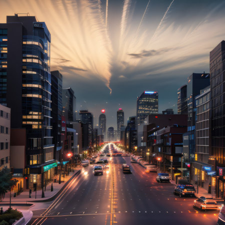 city skyline at nightの素材