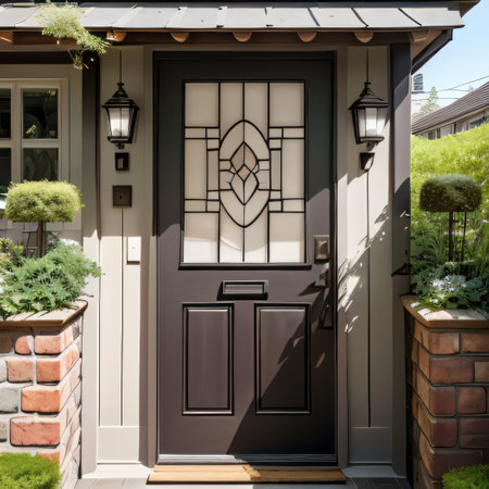 Modern entrance door with a very nice design and wall The jewel of theの素材