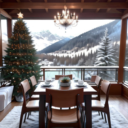 a luxury and modern open plan living dining room space with indoor plantsの素材