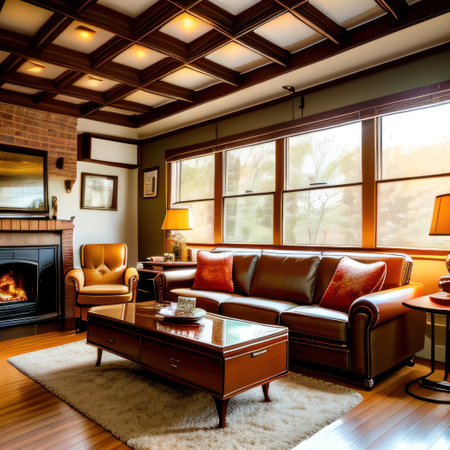 stylish living room with rare furniture and Aiの素材