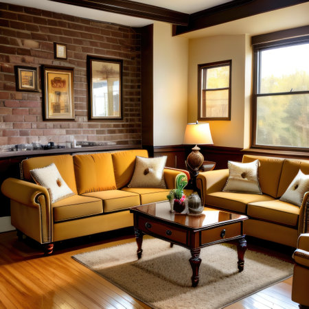 stylish living room with rare furniture and Aiの素材