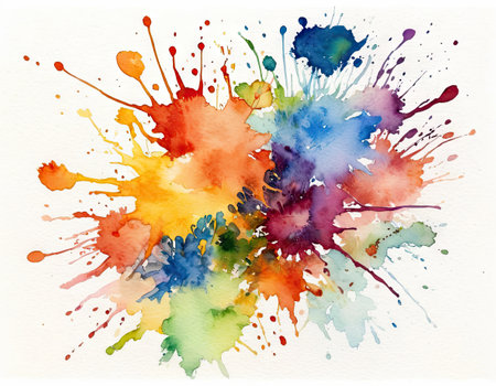 Watercolor splashes on a white background. Watercolor background.の素材