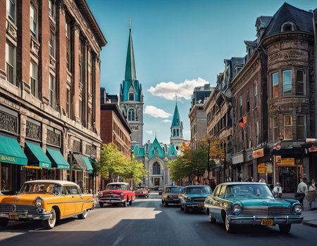 Main street of Boston, Massachusetts.の素材