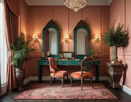 Luxury living room interior in classic style. 3d renderの素材