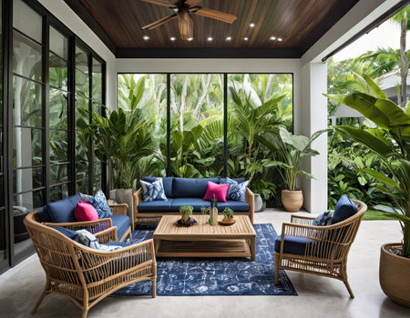 Luxury living room interior design with blue sofa and armchairsの素材