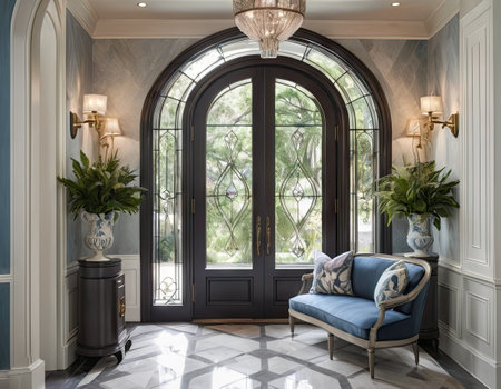 Luxury living room interior in classic style with blue armchairの素材