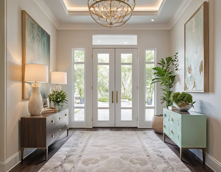 Luxury living room interior in beige tones. Nobody insideの素材