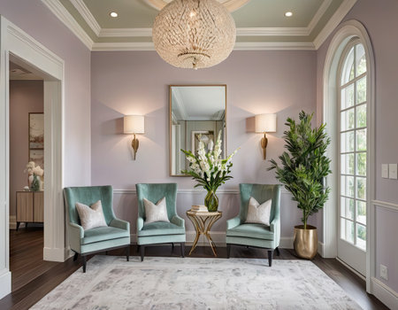 Luxury interior design of a living room in classic style. 3d renderの素材