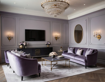 Luxury living room interior in classic style. 3d renderの素材
