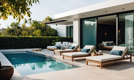 Luxury villa with swimming pool and access to the gardenの素材