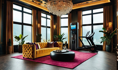 Interior of a modern living room in a luxury hotel. 3d renderingの素材