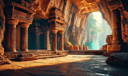 Ancient temple in the ancient city of Hampi, Karnataka, Indiaの素材