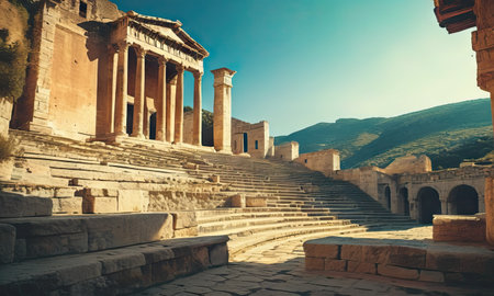 Temple of Hephaestus in Side, Turkey. Vintage styleの素材