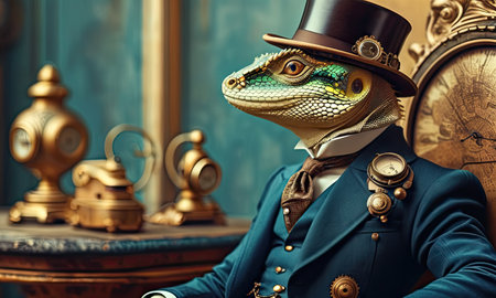 Vintage royal man in suit and top hat. Retro style.の素材