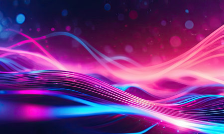 abstract background with glowing lines and bokeh - technology conceptの素材