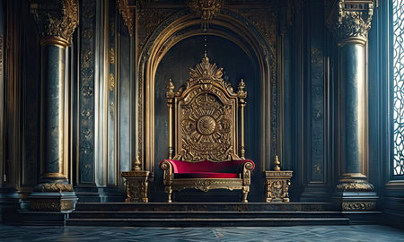 Luxury royal palace interior with armchair. 3d renderingの素材