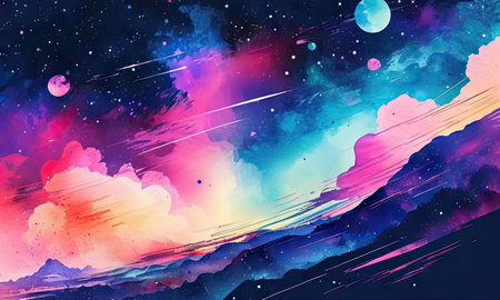 Abstract cosmic background with clouds and stars. Illustration for your designの素材