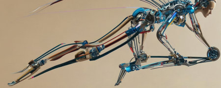 3d model of a robot on a light background. 3d renderingの素材