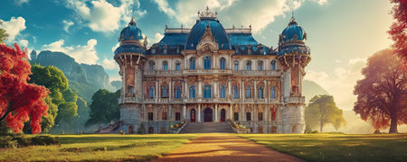 Panoramic view of Belvedere Palace in Vienna, Austriaの素材