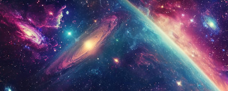 Planets, stars and galaxies in outer space showing the beauty of space exploration.の素材