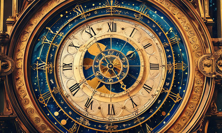 Detail of the old astronomical clock in Prague, Czech Republic.の素材