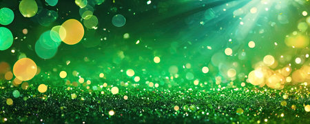 green glitter vintage lights background. defocused. bokeh.の素材