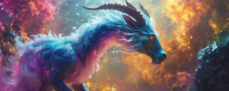 3D rendering of a fantasy fairy tale unicorn with horn and tailの素材