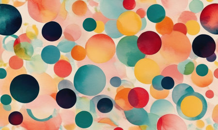 Abstract watercolor background with multicolored circles. Watercolor illustrationの素材