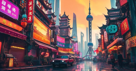 Shanghai is the capital and largest city of China.の素材