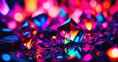 Gemstones and colorful bokeh background. Macro shot.の素材