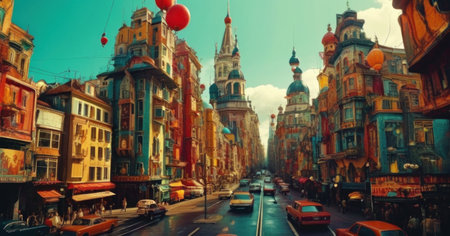 Street view of Istanbul, Turkey. Istanbul is the capital and largest city of Turkey.の素材