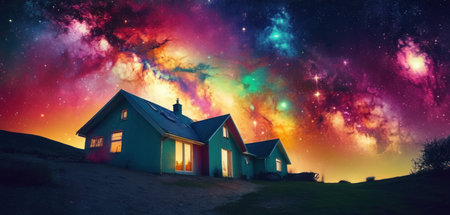 House in the night sky. Elements of this image furnished by NASAの素材