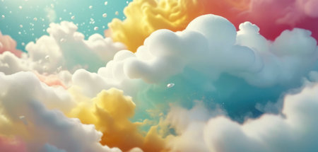 3d render of colorful clouds in the sky, abstract nature backgroundの素材