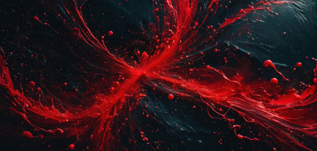 3d render, abstract background with red and black paint splashesの素材