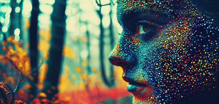 Fantasy portrait of a girl in a fantasy forest. Halloween.の素材