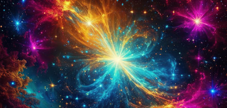 Nebula and stars in outer space, computer generated abstract backgroundの素材