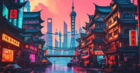 Shanghai old town in Chinaの素材