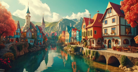 Fairy-tale village of Rieslingen in Switzerland.の素材