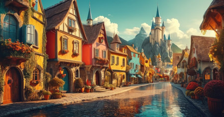 Colorful houses in old town of Hallstatt, Austria.の素材