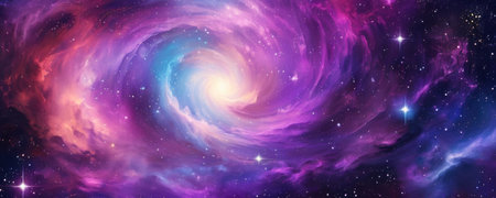 Stars of a planet and galaxy in a free space Elements of this image furnished by NASAの素材