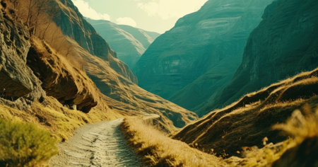 Road in the mountains. Panoramic view of the gorge.の素材