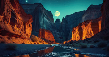 Beautiful landscape of Capitol Reef National Park in United States of America at nightの素材
