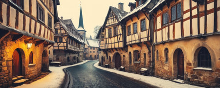 Street in the old town of Petite France, Strasbourg, Franceの素材