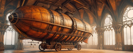 Fantasy illustration of an old steam locomotive. 3D renderingの素材