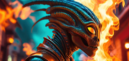 Closeup of a dragon in London's Chinatown.の素材