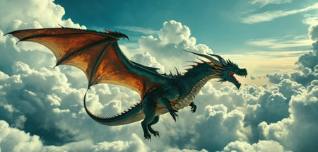 dragon in the sky - 3d render of dragon in the skyの素材