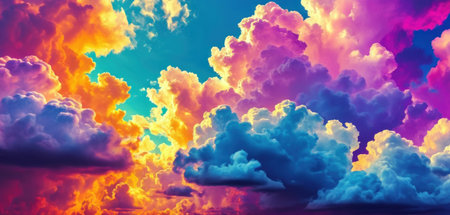 colorful dramatic sky with cloud at sunset or sunrise. 3d illustrationの素材