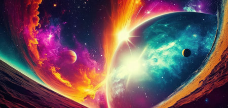 Planets, stars and galaxies in outer space showing the beauty of space exploration.の素材